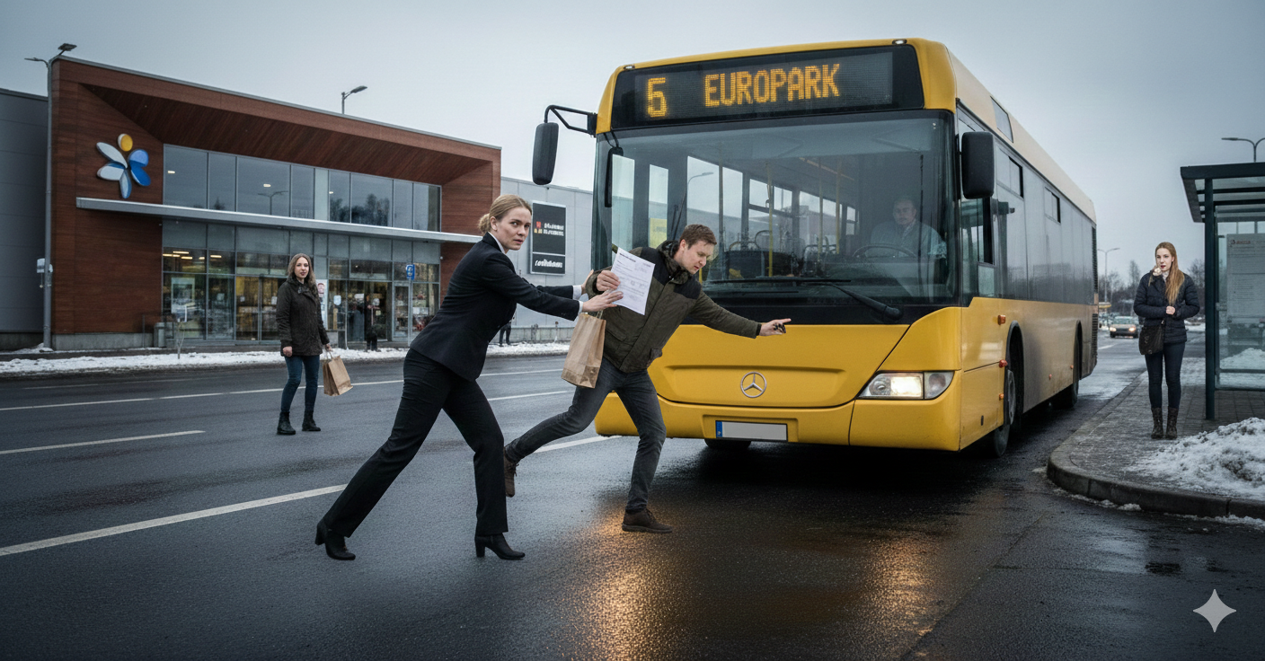 Kui keskuse juht tõukab oma kliendi bussi alla 1€ pärast